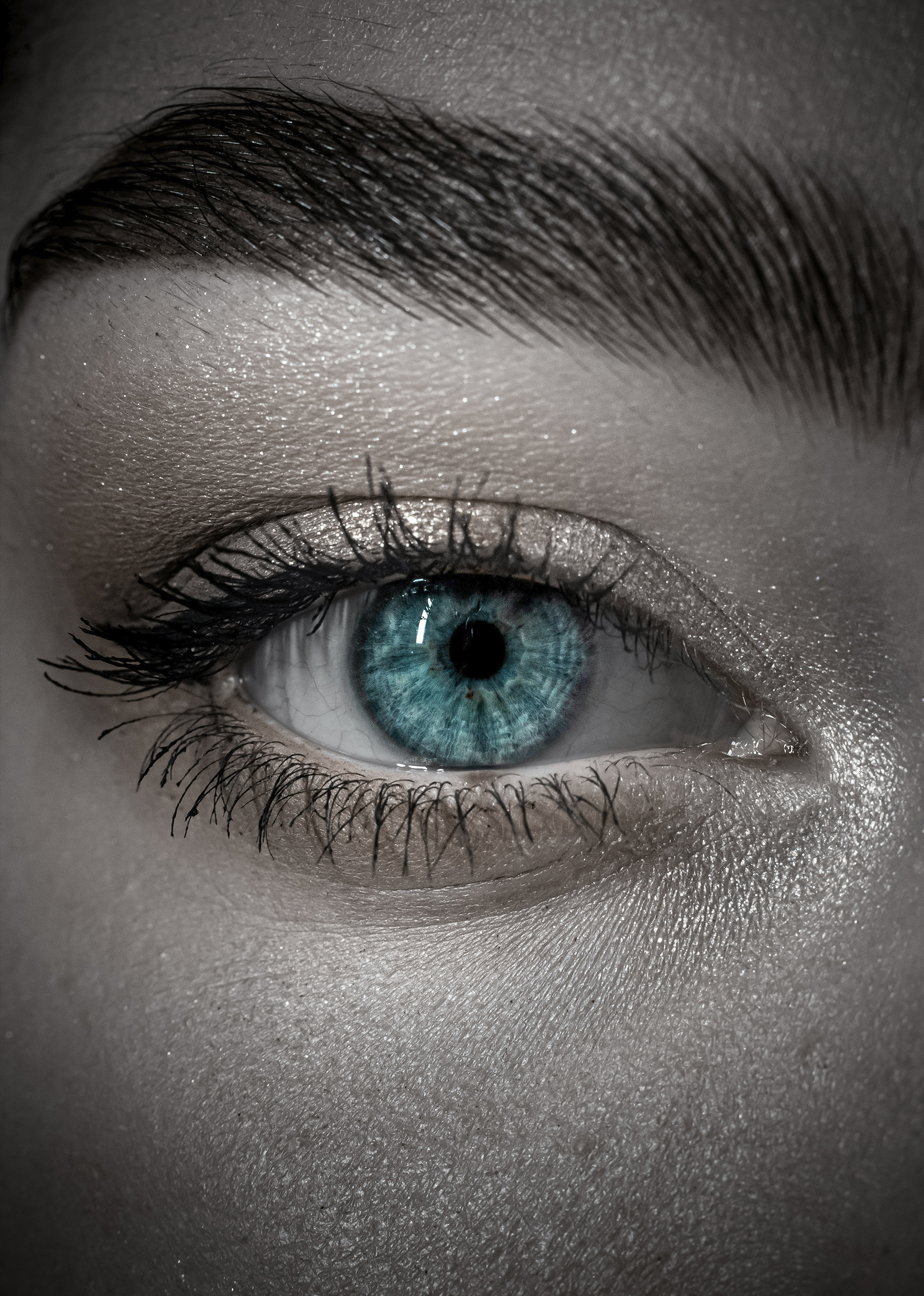 Occhio azzurro in primo piano